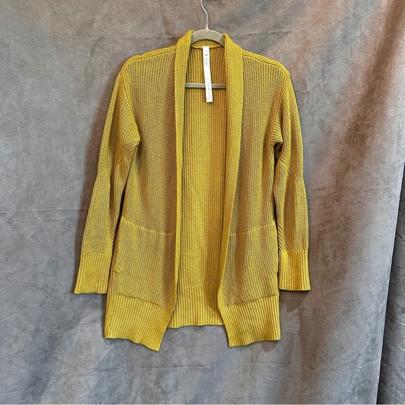 Lululemon Cashlu Sweater Wrap Cardigan Cashmere Blend Oversized Auric Gold XS/S - Picture 9 of 17